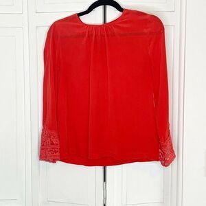 Madewell Broadway & Broome Red Silk Blouse